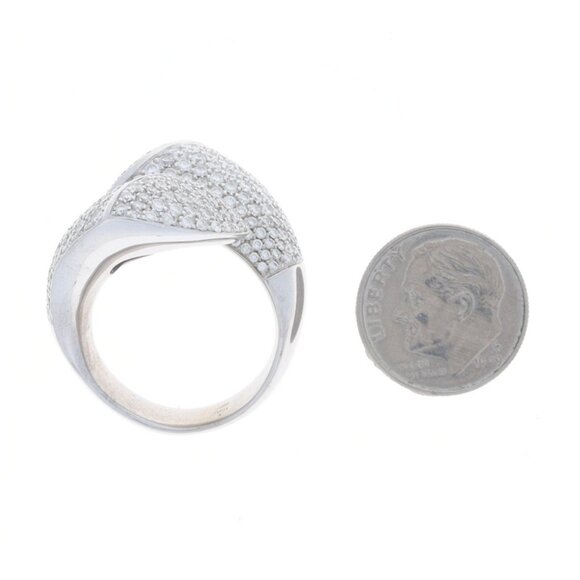 White Gold Diamond Cluster Cocktail Bypass Ring - 18k Rd 4.00ctw Pave SZ 8 3/4 - Picture 5 of 7